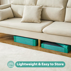 Umoving pieces store flat when not in use for simple cleanup and tidy playrooms.