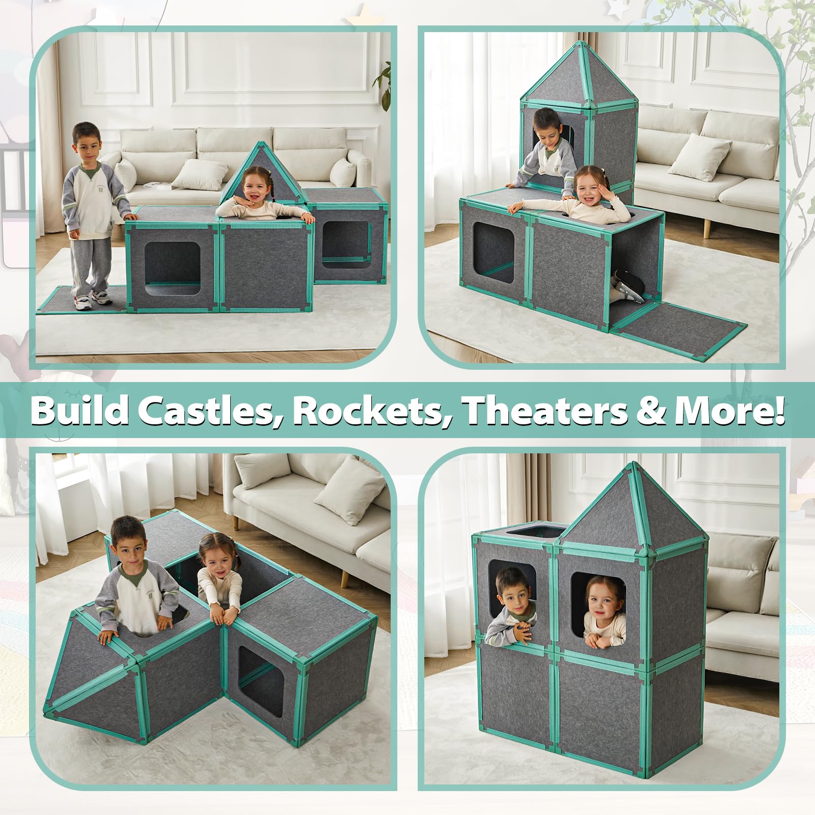 Umoving castle-building construction with magnets supports hands-on STEM and spatial reasoning.