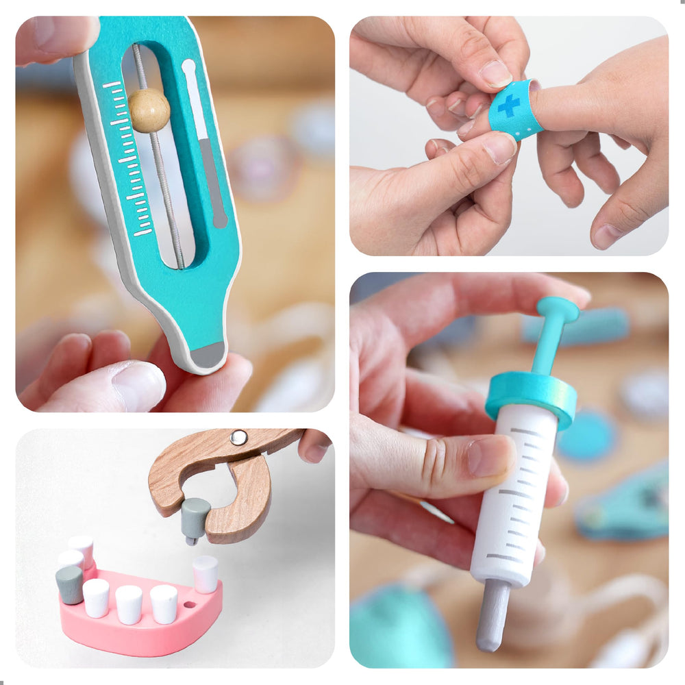 UMU Deluxe wooden dentist tools set for safe dental role play