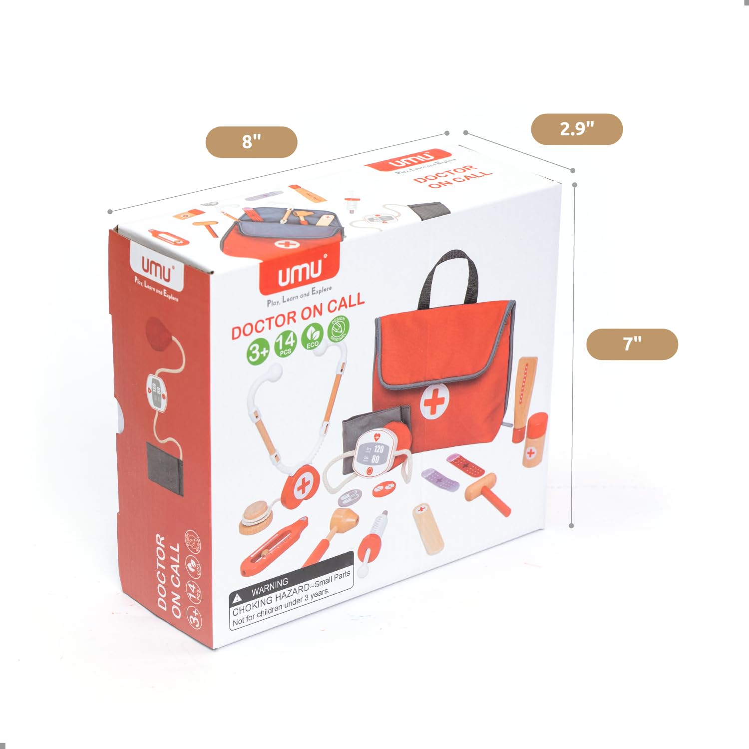 UMU wooden mini doctor kit carry case keeps playtime portable and neat.