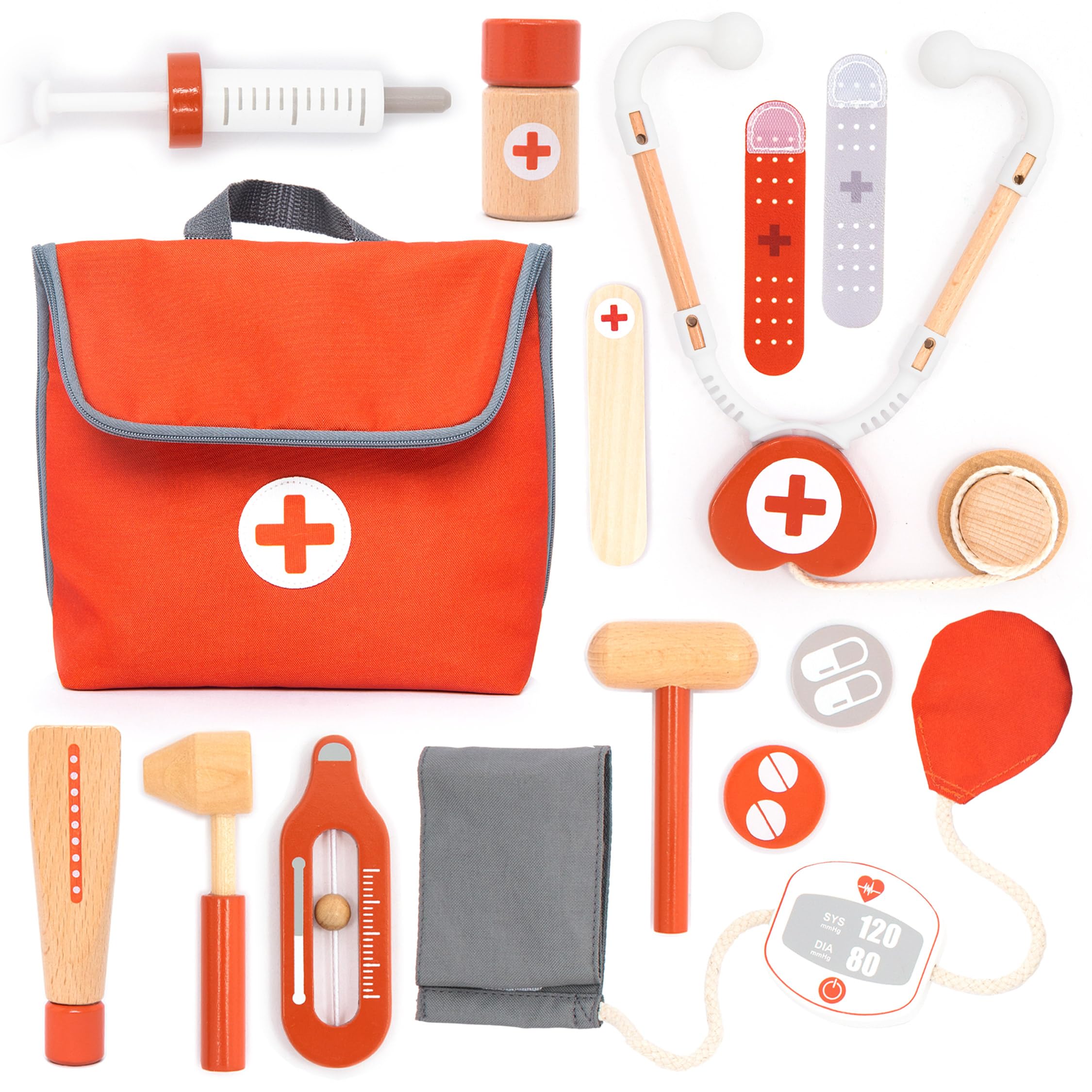 UMU wooden mini doctor kit stethoscope enables imaginative play and early medical role-play.