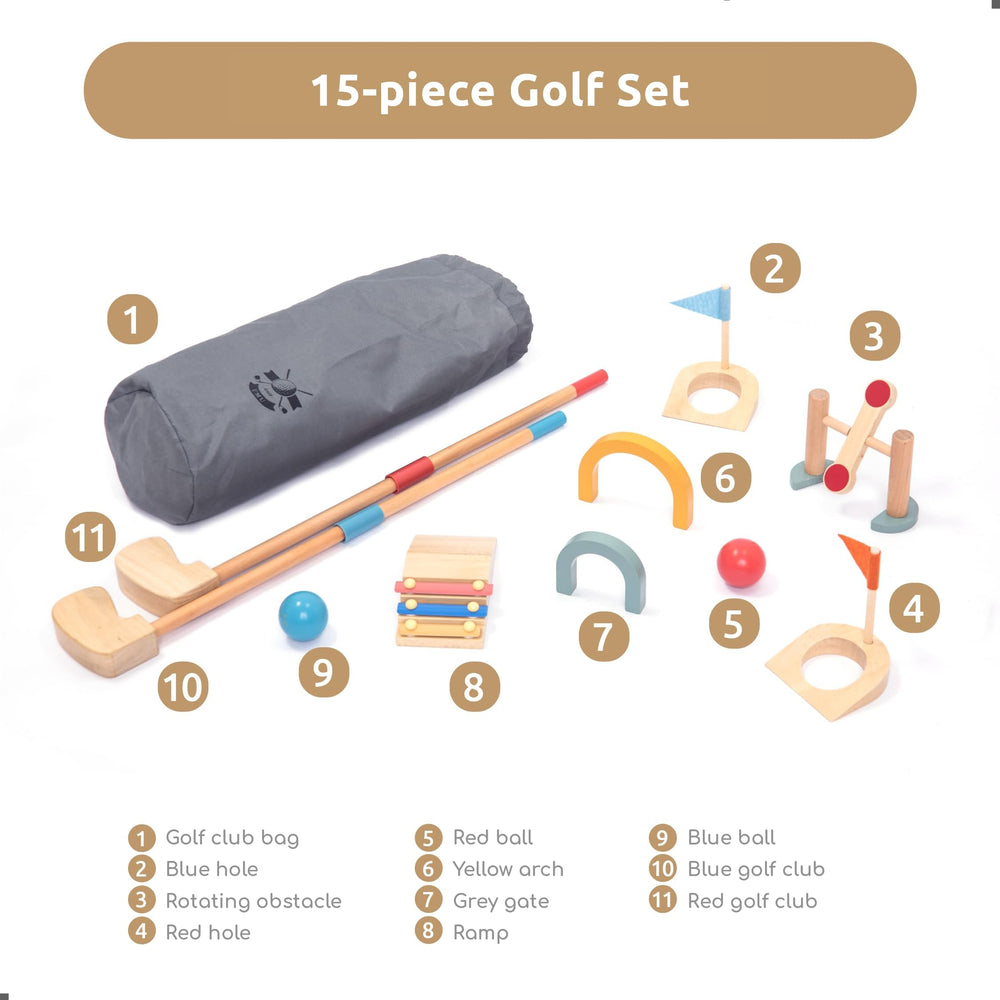 UMU wooden mini golf balls with storage bag for easy cleanup