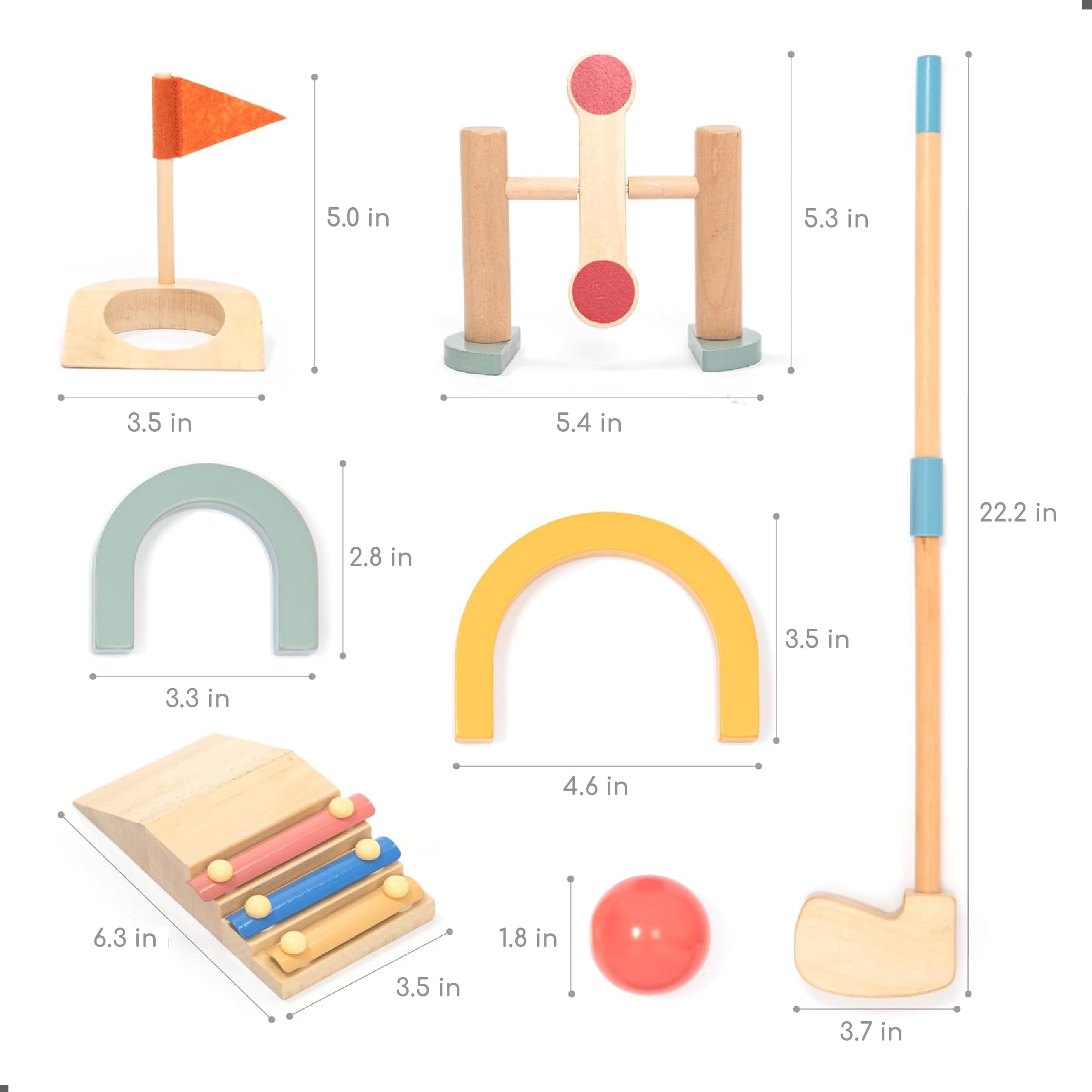 UMU wooden mini golf flags marking holes for focus