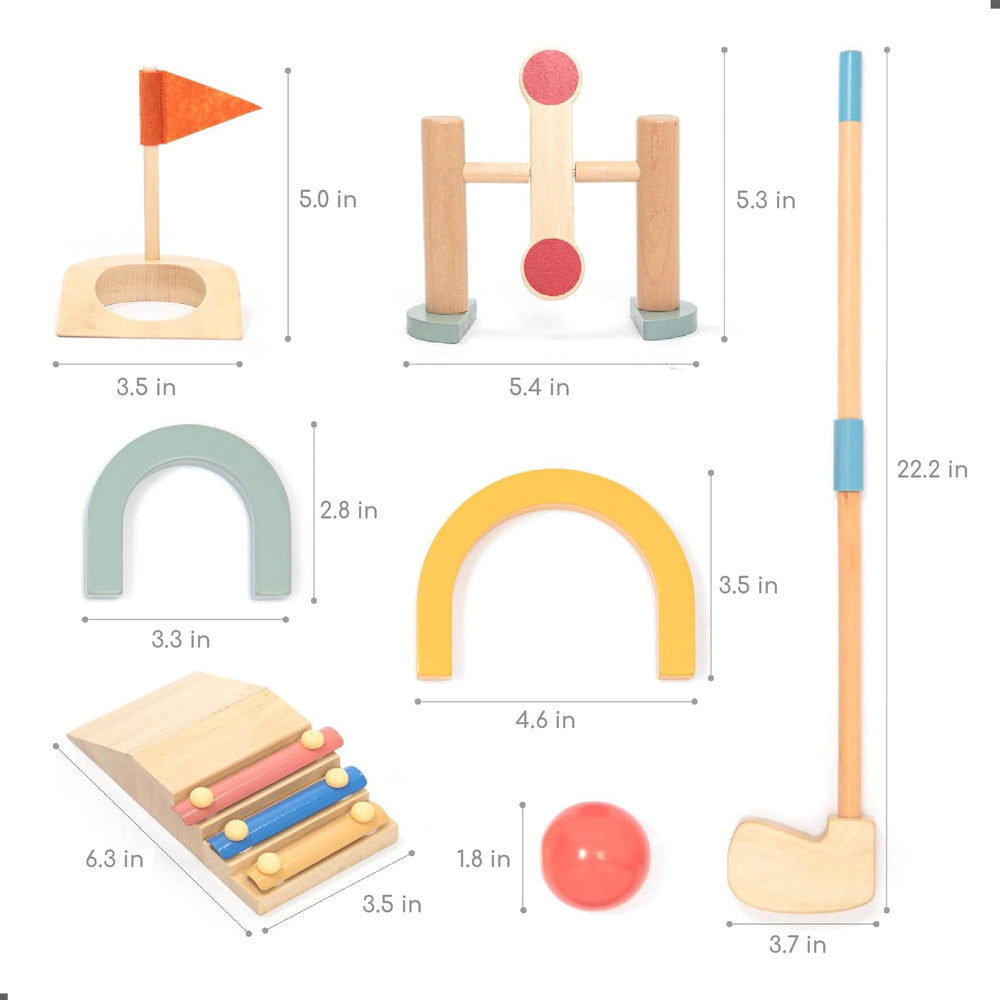 UMU wooden mini golf flags marking holes for focus
