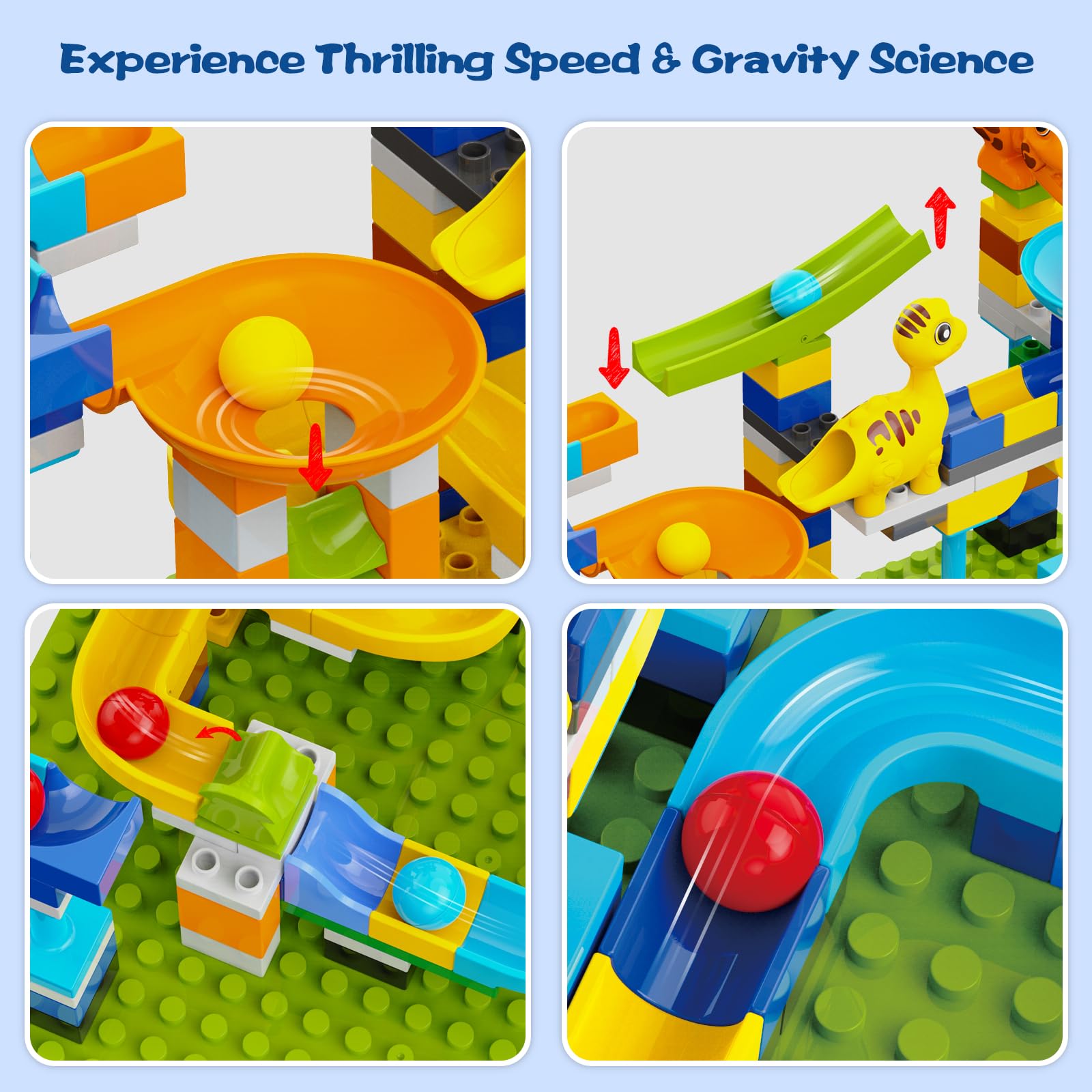 Unasas Marble Run baseplates and assembly for expandable designs
