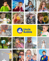 Uncle Bubble Fun Anti-Spill Pals bubble solution jar ready for quick bursts