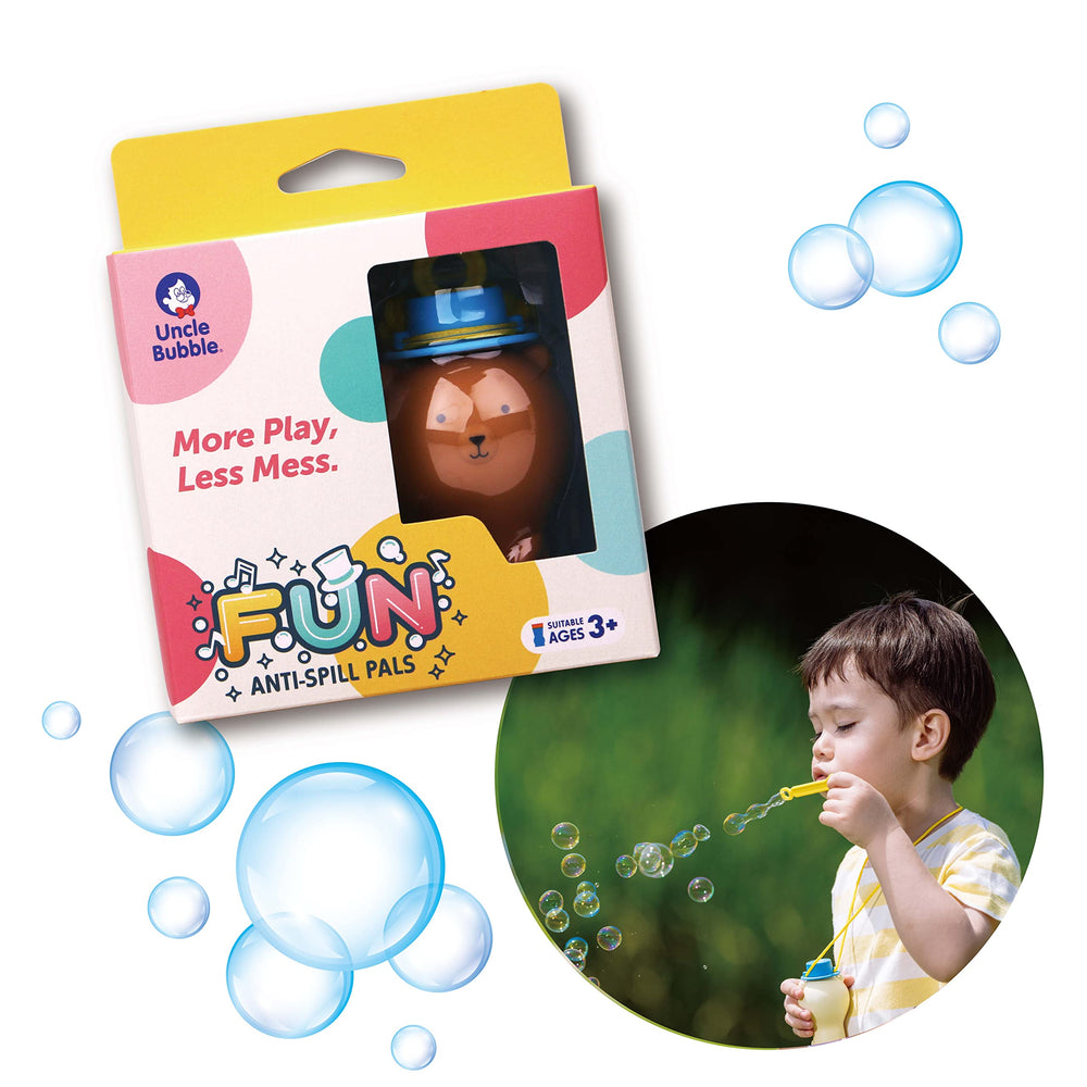 Uncle Bubble Fun Anti-Spill Pals spill-resistant design minimizes drips during play