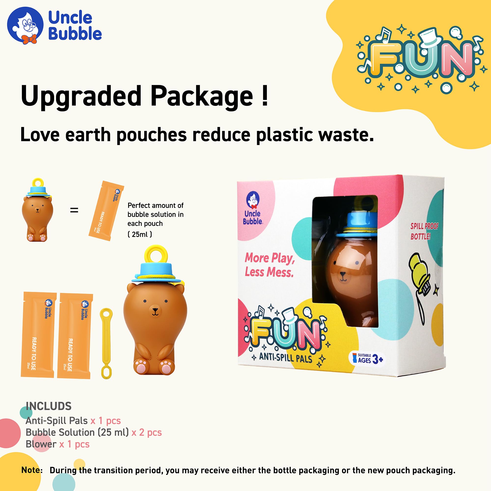 Uncle Bubble Fun Anti-Spill Pals wands set with varied shapes for creative bubbles