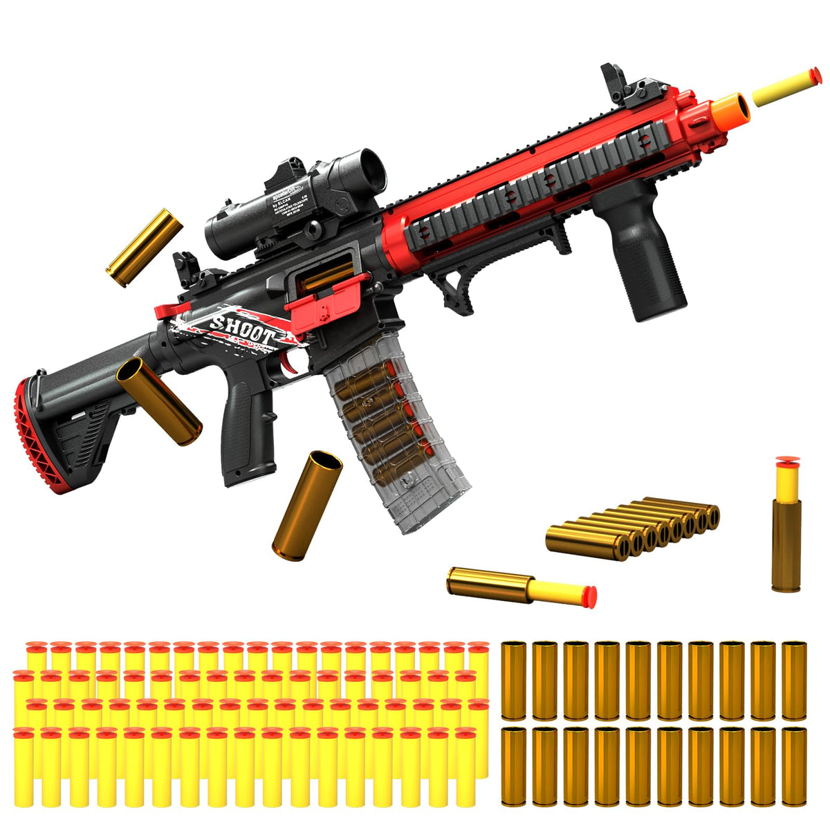 UNCLEKAISSEN M416 electric soft bullet gun showing auto and manual modes for versatile play