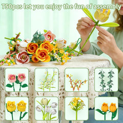 Under the Baubles pink roses bouquet building set close up rose details for lifelike look
