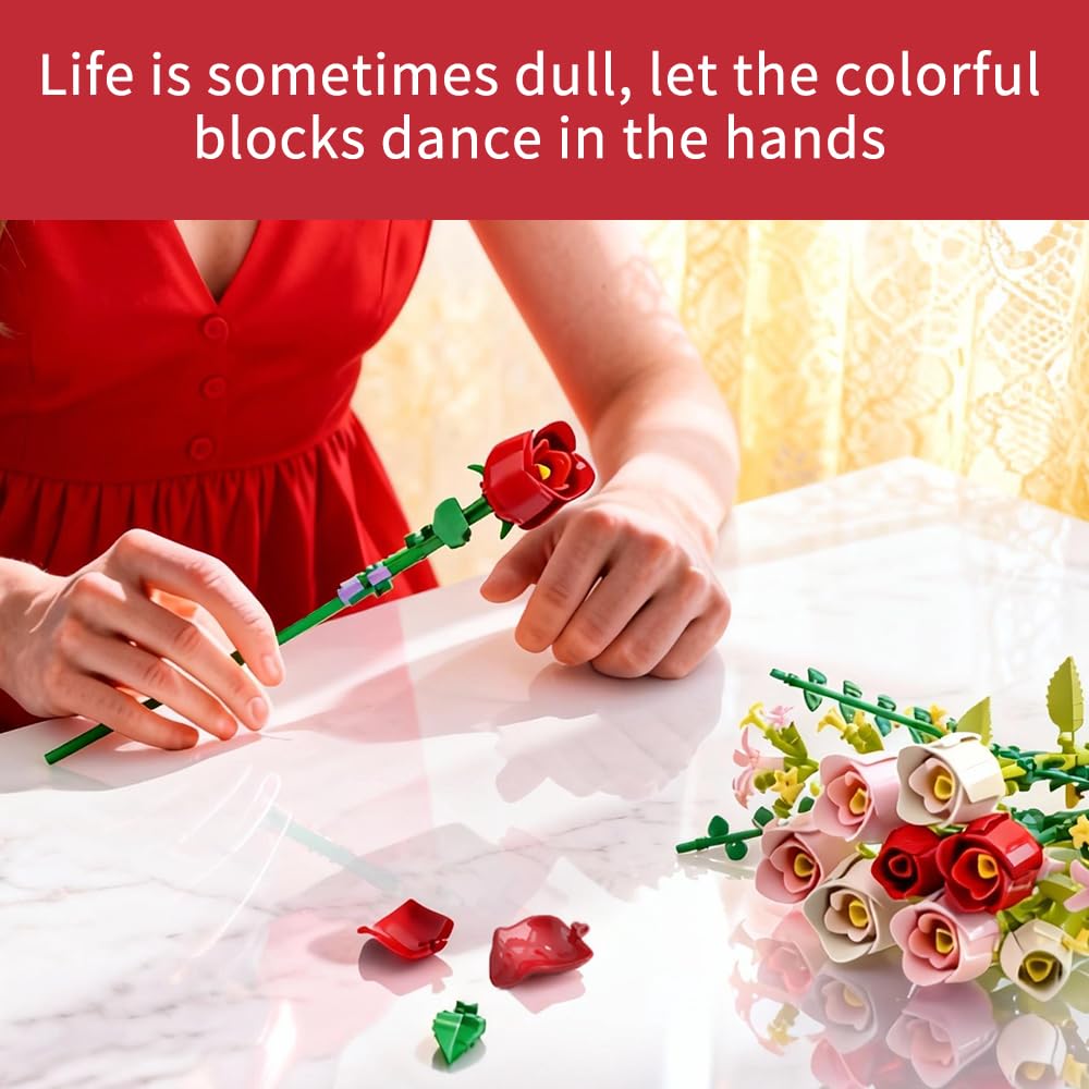 Under the Baubles Red Roses Bouquet instructions for an easy, relaxing build