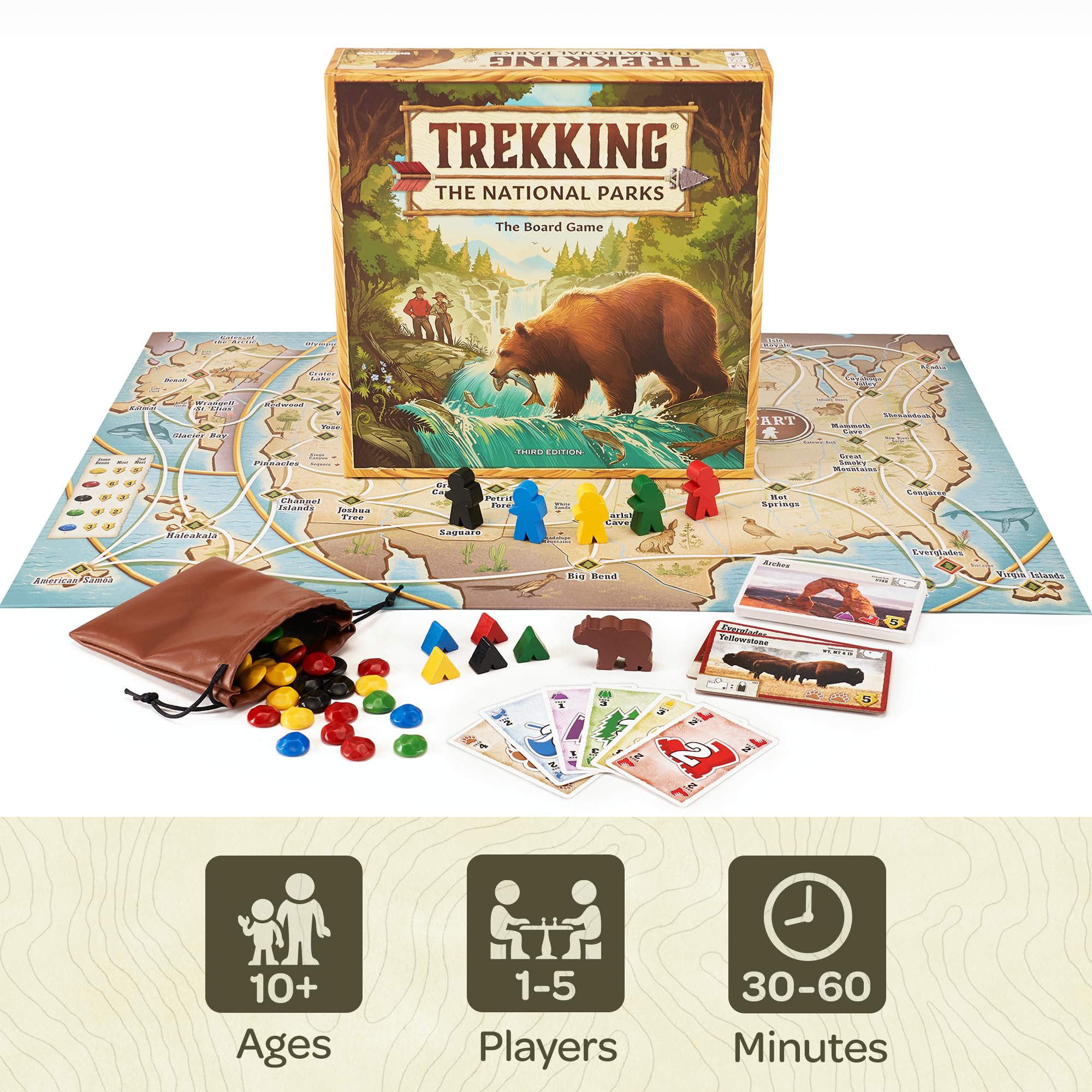 Underdog Games Trekking the National Parks supports 1–5 players for flexible evenings.