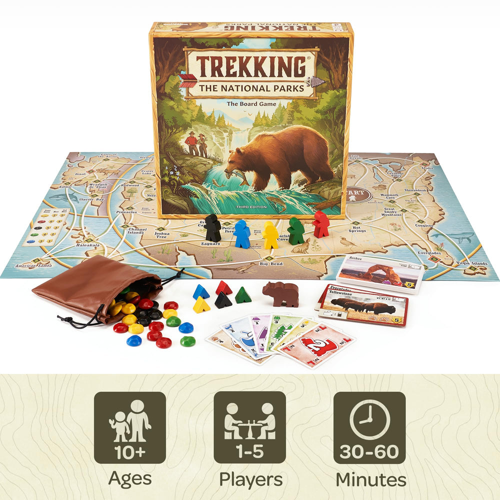 Underdog Games Trekking the National Parks supports 1–5 players for flexible evenings.