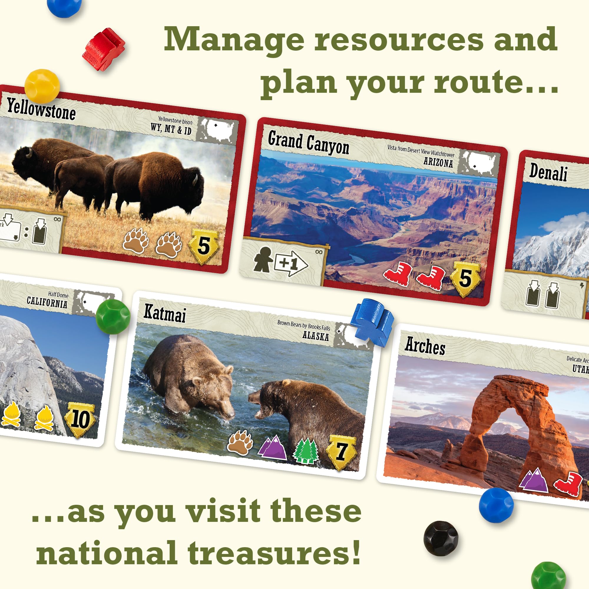 Underdog Games Trekking the National Parks detailed board map enhances planning sessions.