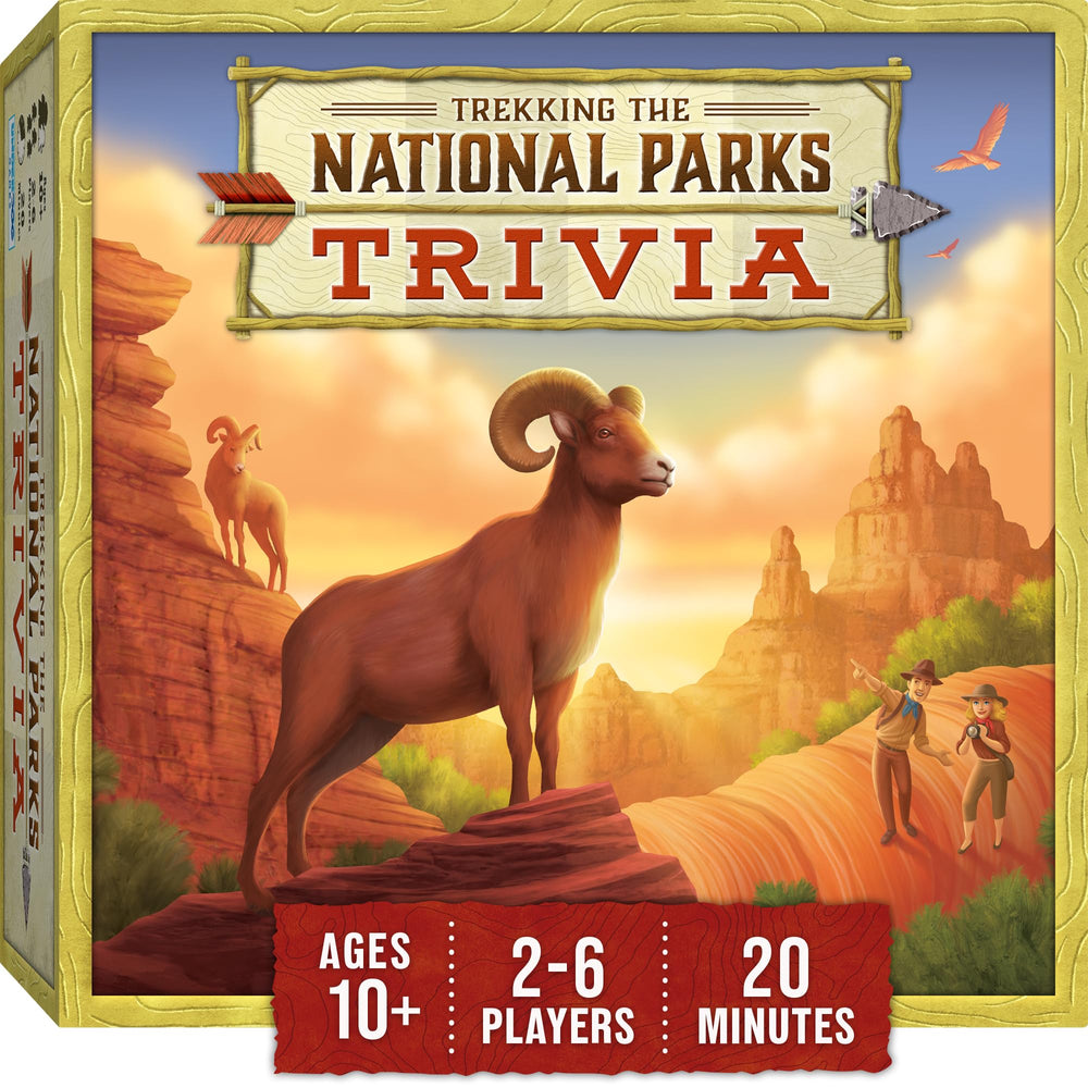 Underdog Games Trekking National Parks Trivia box showing compact packaging and quick setup