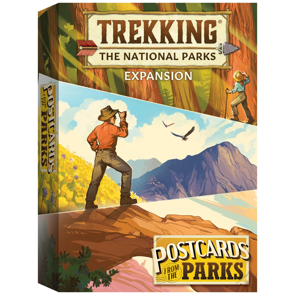 Underdog Games Trekking National Parks Expansion box art highlights new content for richer park adventures.