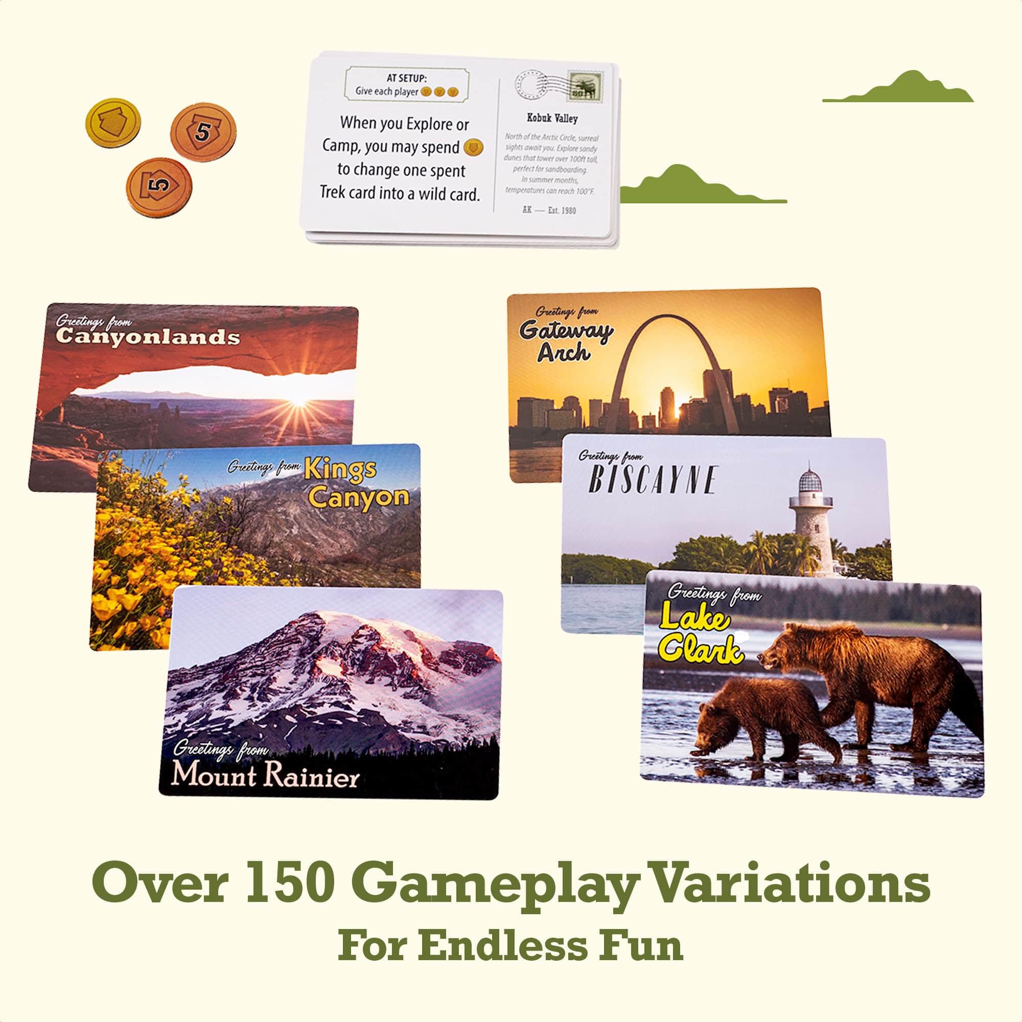Underdog Games Trekking National Parks Expansion new parks cards reveal diverse itineraries.