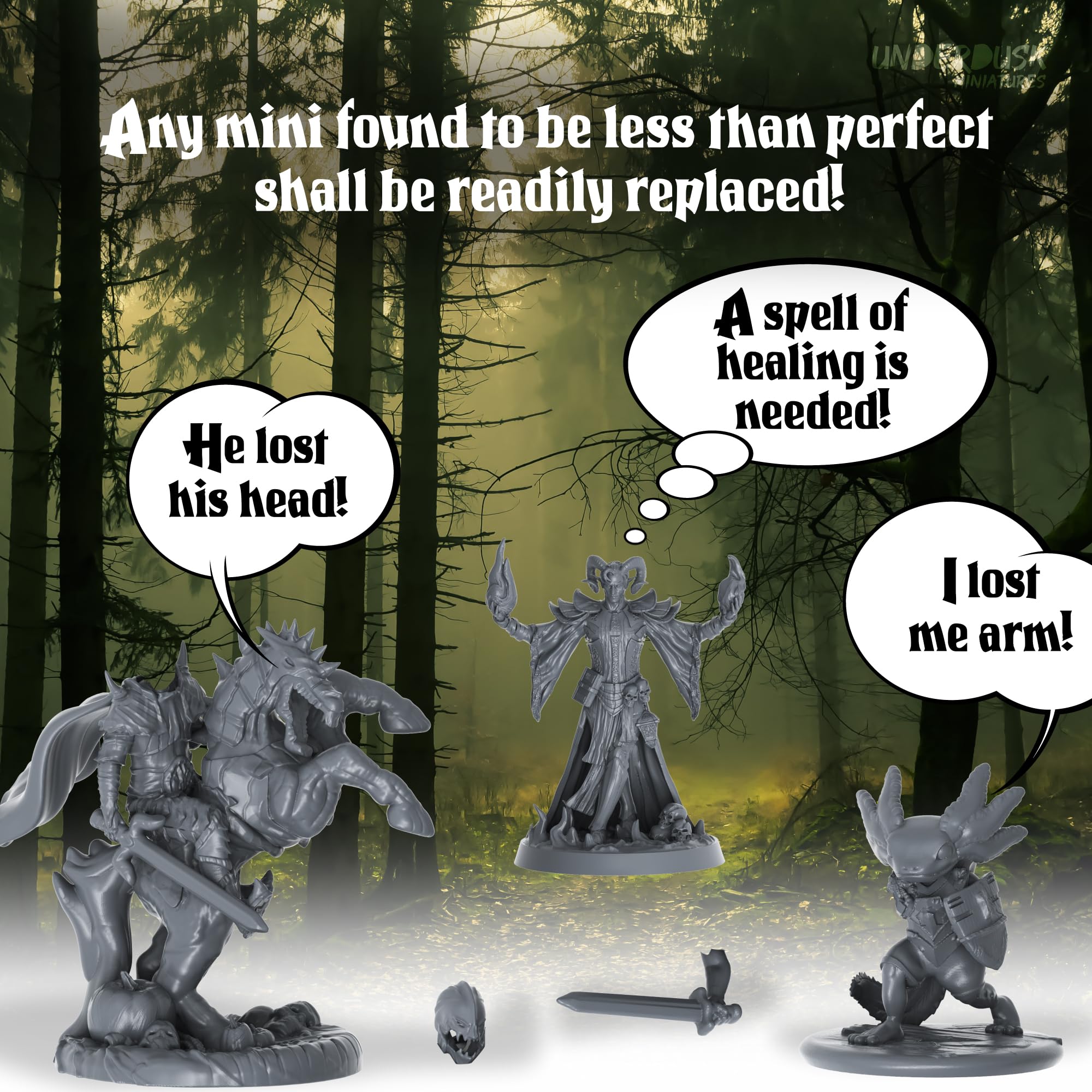 Underdusk 28mm scale miniature fits standard RPG grids for easy use