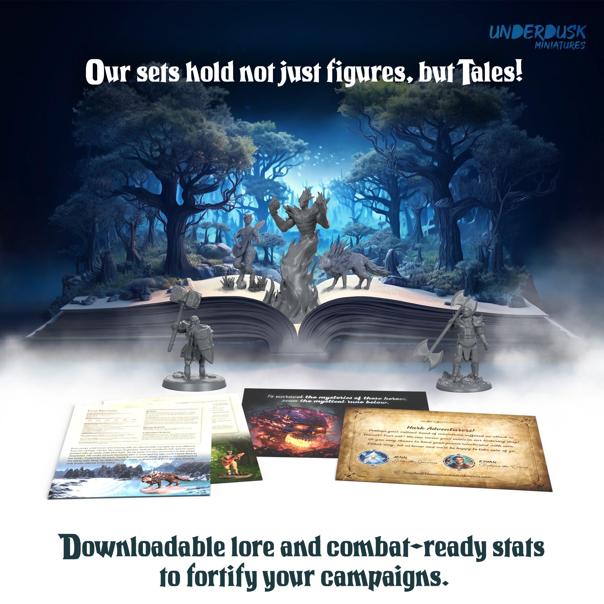 Underdusk 28mm figures with three color variants for quick setup