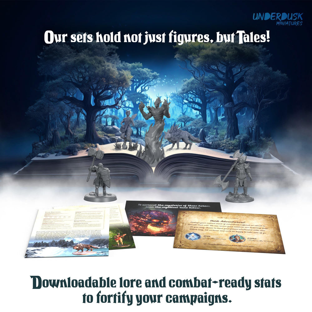 Underdusk 28mm figures with three color variants for quick setup