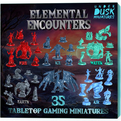 Underdusk Fire Elemental miniature in a dynamic pose for 1-inch grid tabletop battles.
