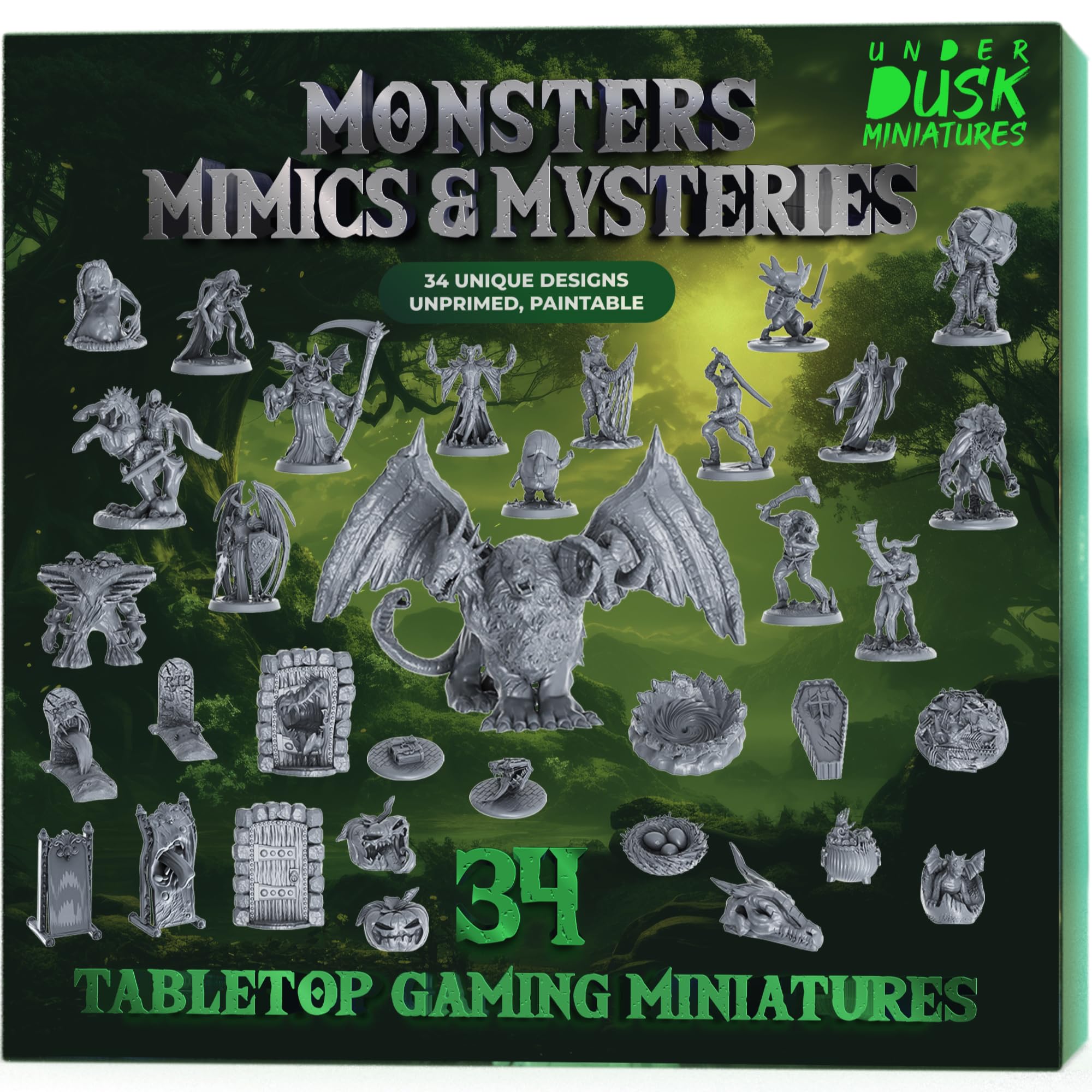 Underdusk chimera miniature in dynamic pose for epic tabletop battles