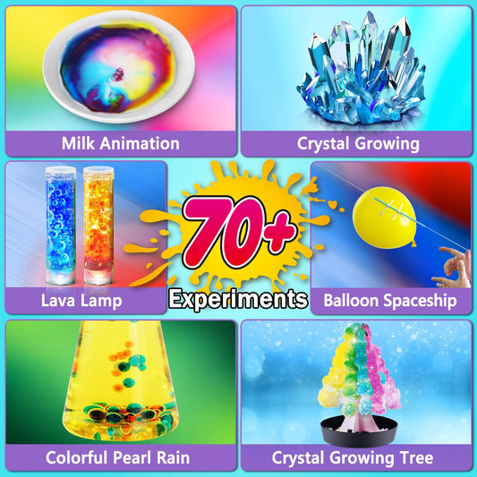 UNGLINGA chemistry activities show colorful experiments for hands-on learning.