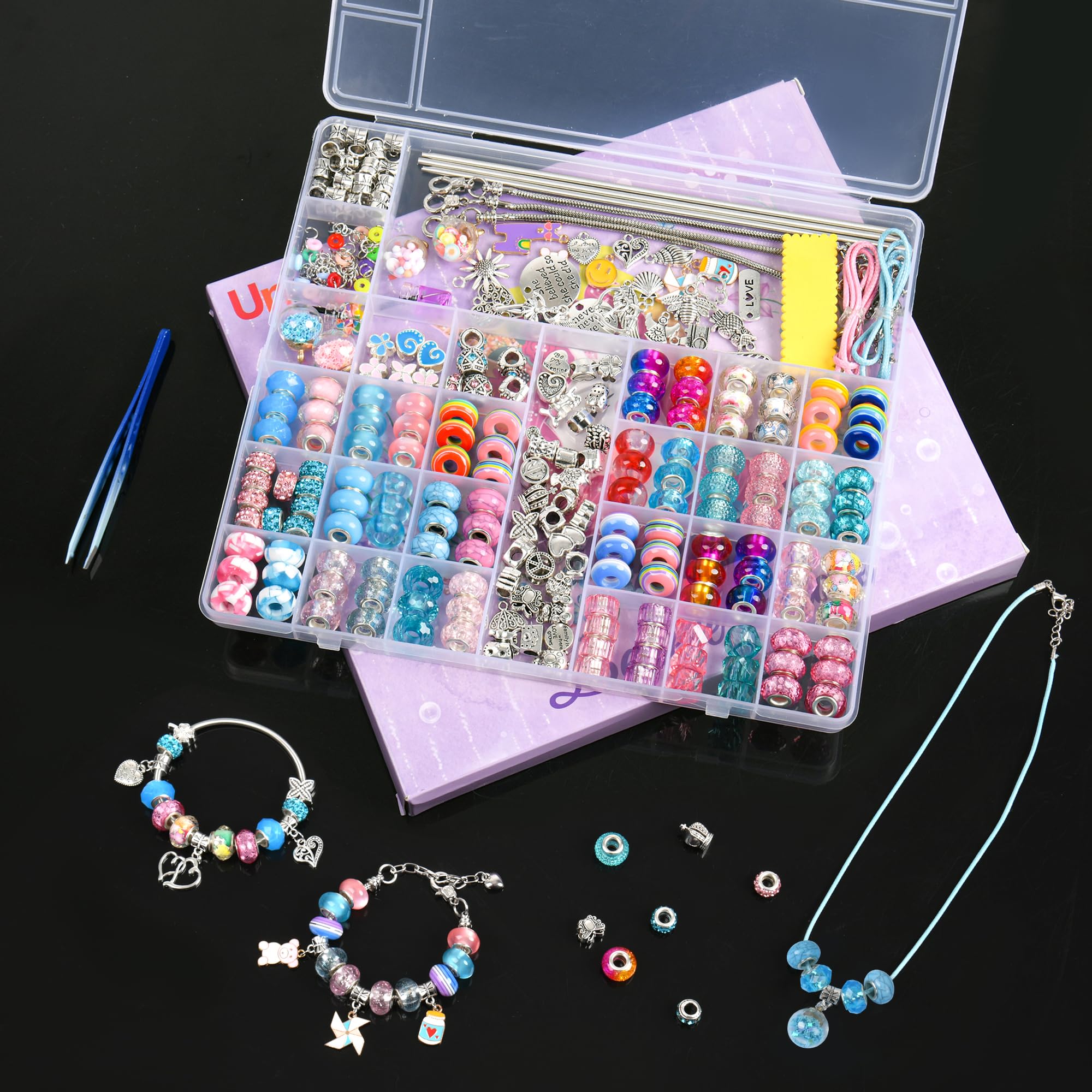 Uniartfy 305Pcs bracelet kit with organizer box for tidy storage and easy crafting.