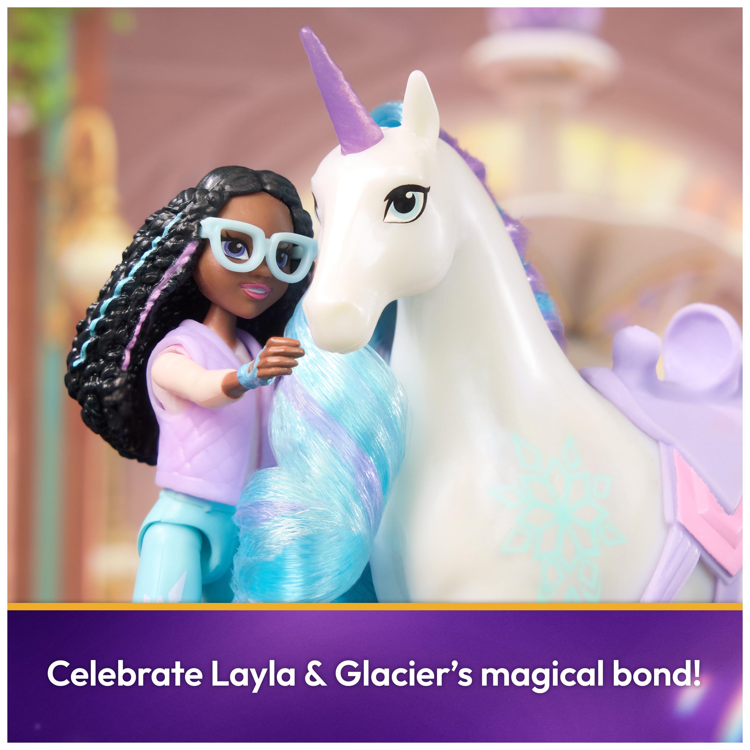 Glacier features Ice Magic markings and a blue-pink mane for styling.