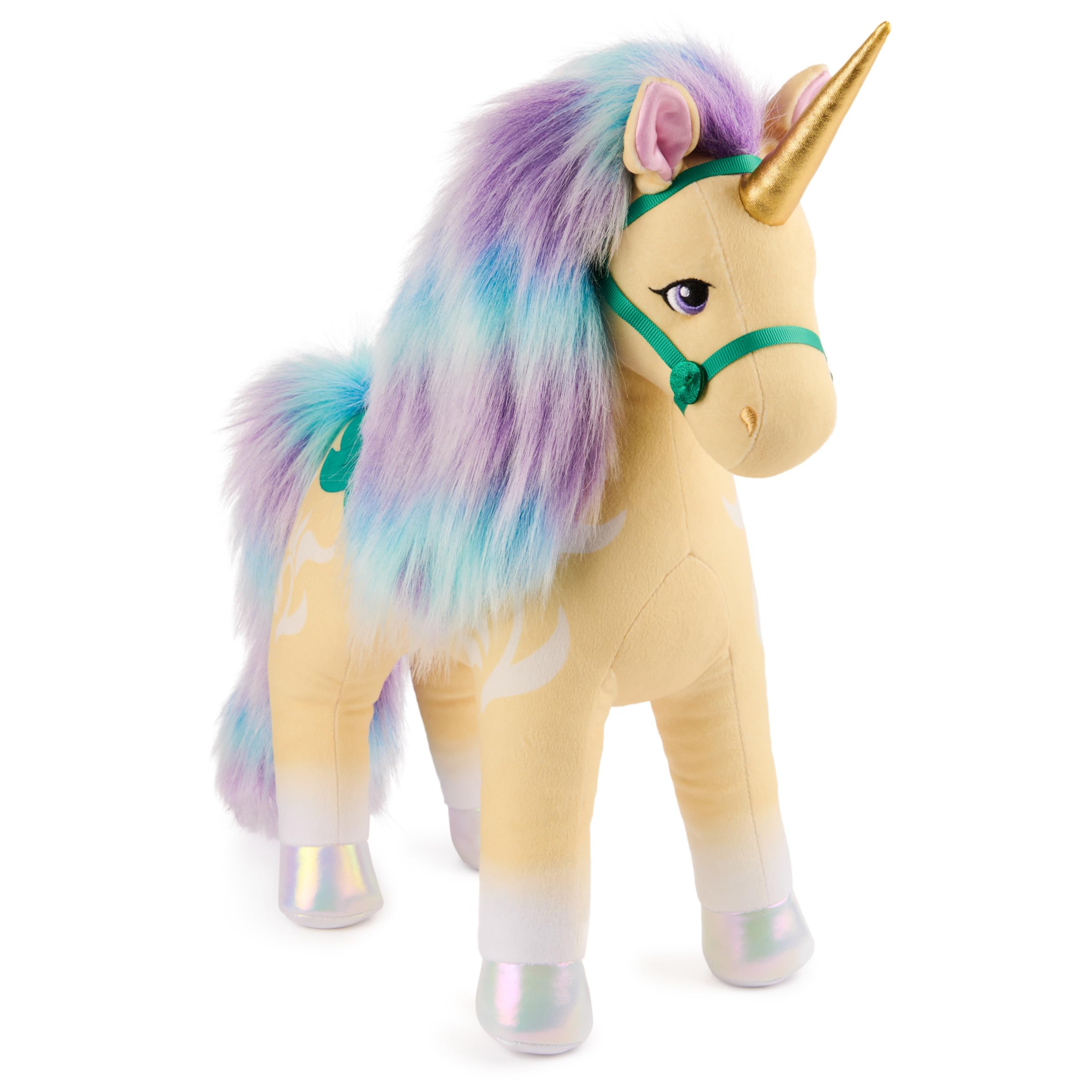 Unicorn Academy Leaf 15-inch plush with Leaf markings, ready for imaginative play.