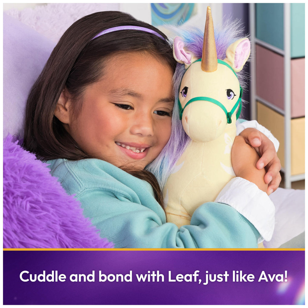 Unicorn Academy Leaf with teal-purple mane sparks storytelling and adventure.
