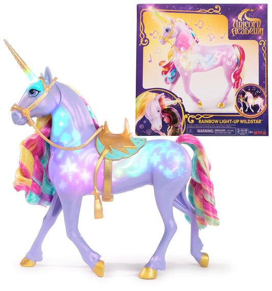 Unicorn Academy Rainbow Light-up Wildstar face glow invites bonding play