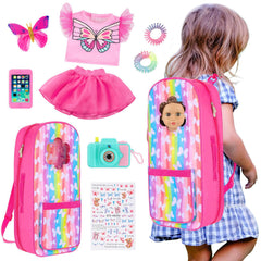 UNICORN ELEMENT 18in doll bag front view with roomy space for doll and outfits