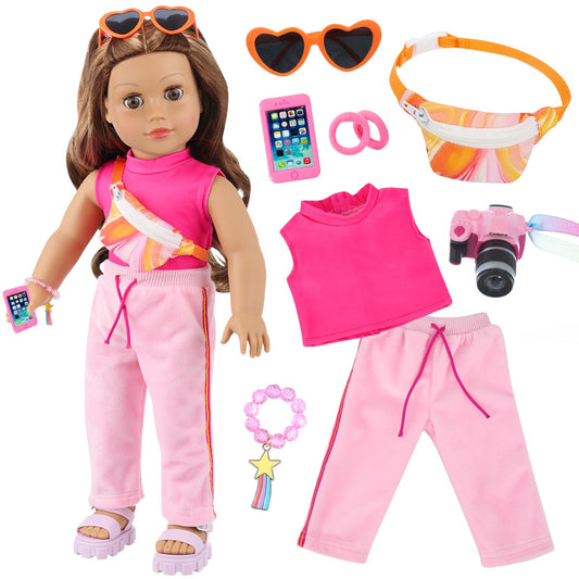 UNICORN ELEMENT 18in doll top travel set enhances mix-and-match playtime and styling fun.