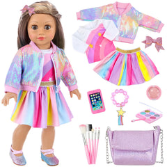 Unicorn Element 18inch doll makeup backpack with sequins for creative play