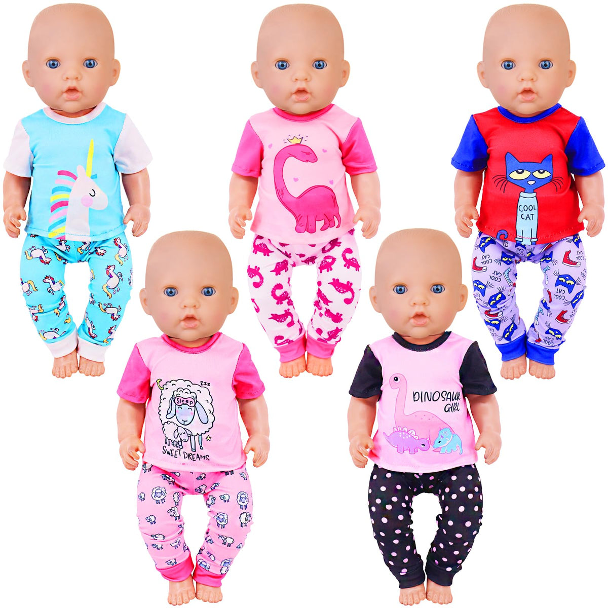 UNICORN ELEMENT 5-set doll clothes with animal-pattern designs for imaginative play