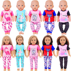 UNICORN ELEMENT tri-colour dinosaur pajamas for 14-18 inch dolls, cozy and fun