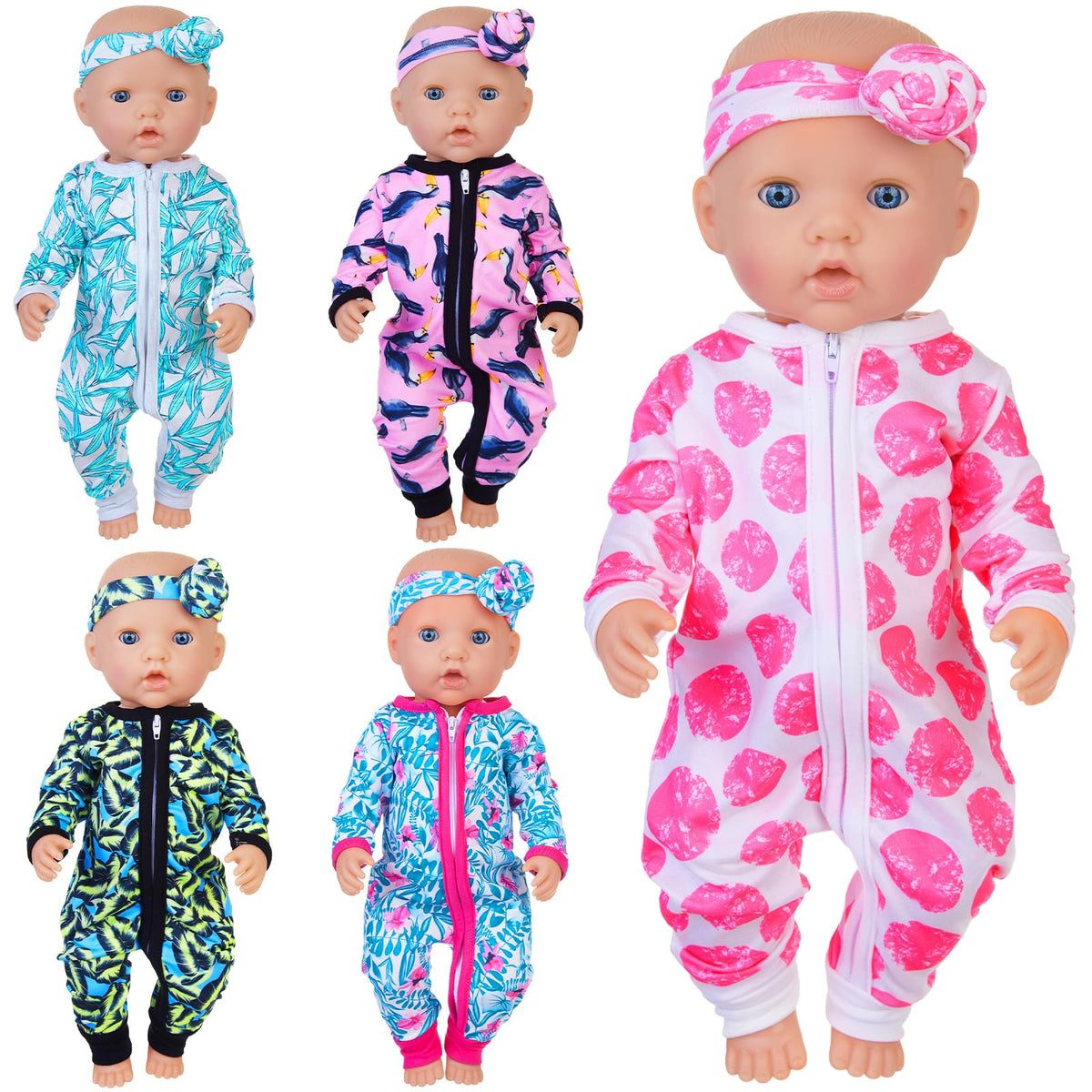UNICORN ELEMENT five-doll-outfit set packaging for quick dress-up sessions