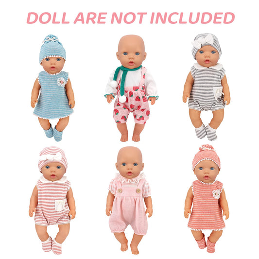 UNICORN ELEMENT 6-sets PJs outfit laid out for 14–18 inch dolls, cozy sleepwear option