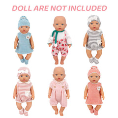 UNICORN ELEMENT 6-sets PJs outfit laid out for 14–18 inch dolls, cozy sleepwear option