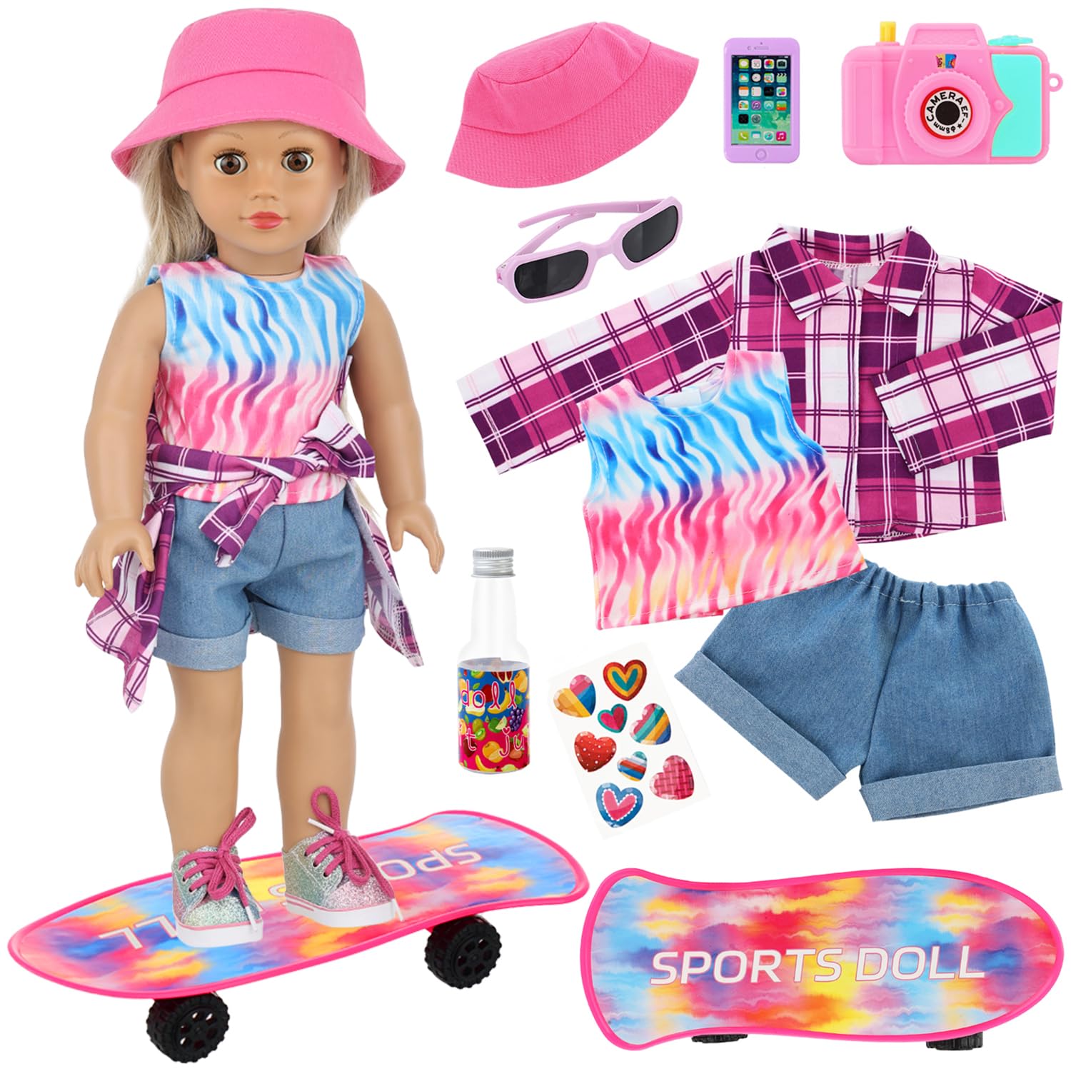UNICORN ELEMENT fishermans hat for 18-inch dolls, adds coastal style to pretend adventures