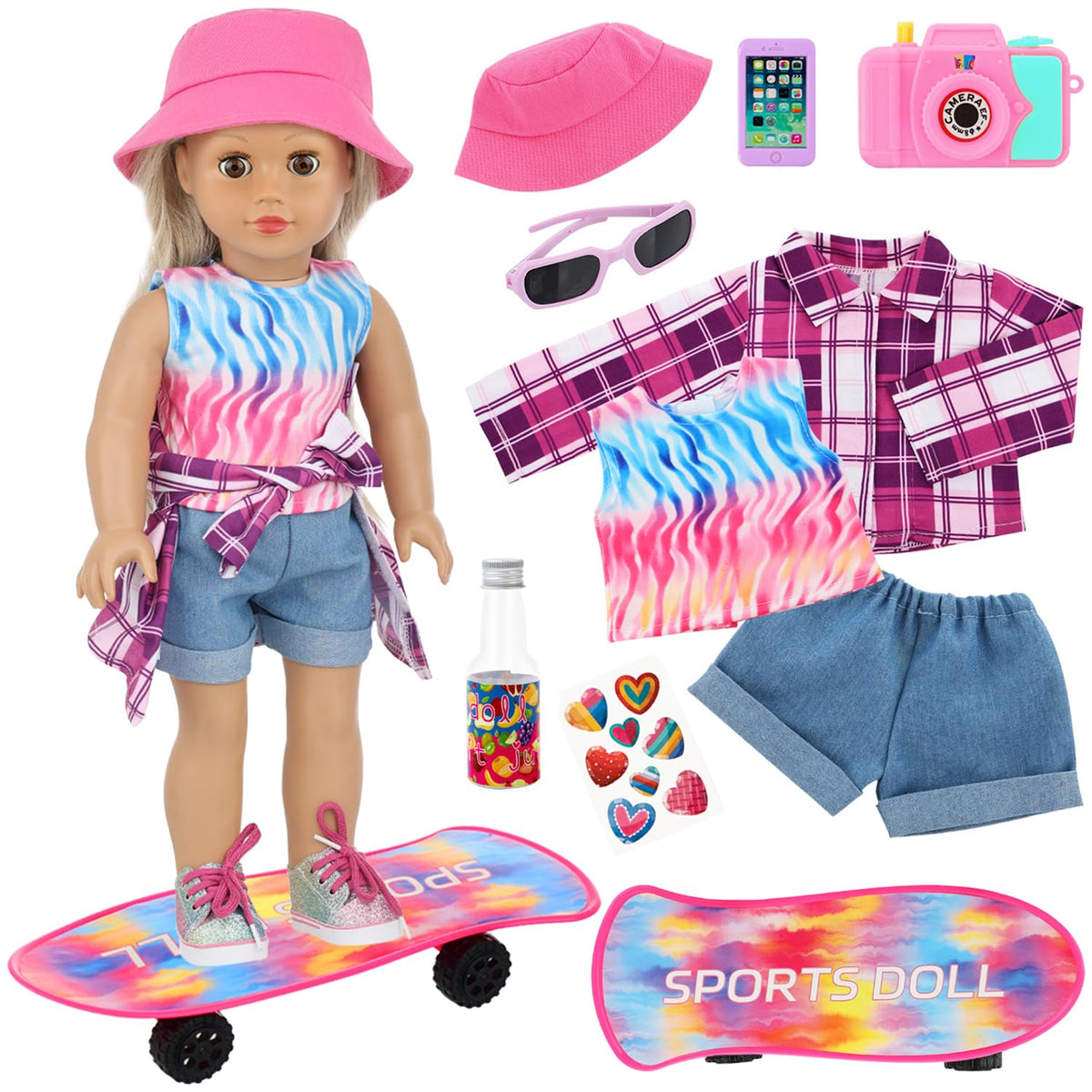 UNICORN ELEMENT fishermans hat for 18-inch dolls, adds coastal style to pretend adventures