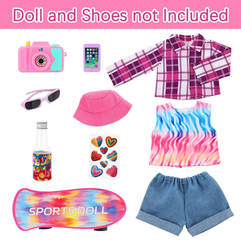 UNICORN ELEMENT plaid shirt top for 18-inch dolls, versatile outfit for daily play