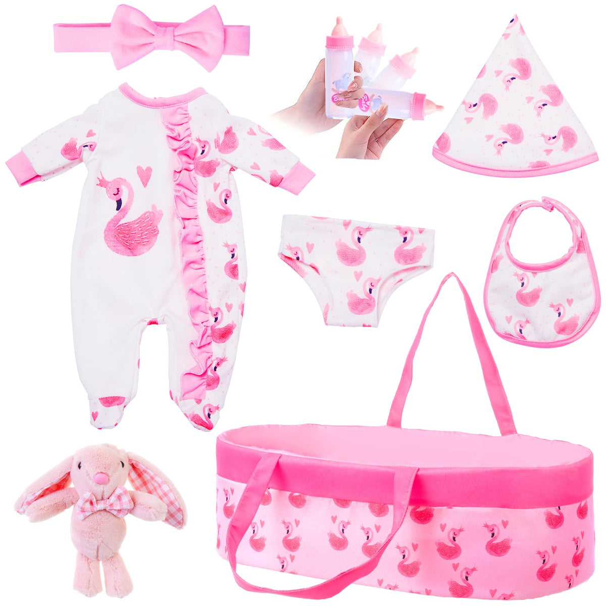 UNICORN ELEMENT bassinet for dolls, portable carrier for pretend play.