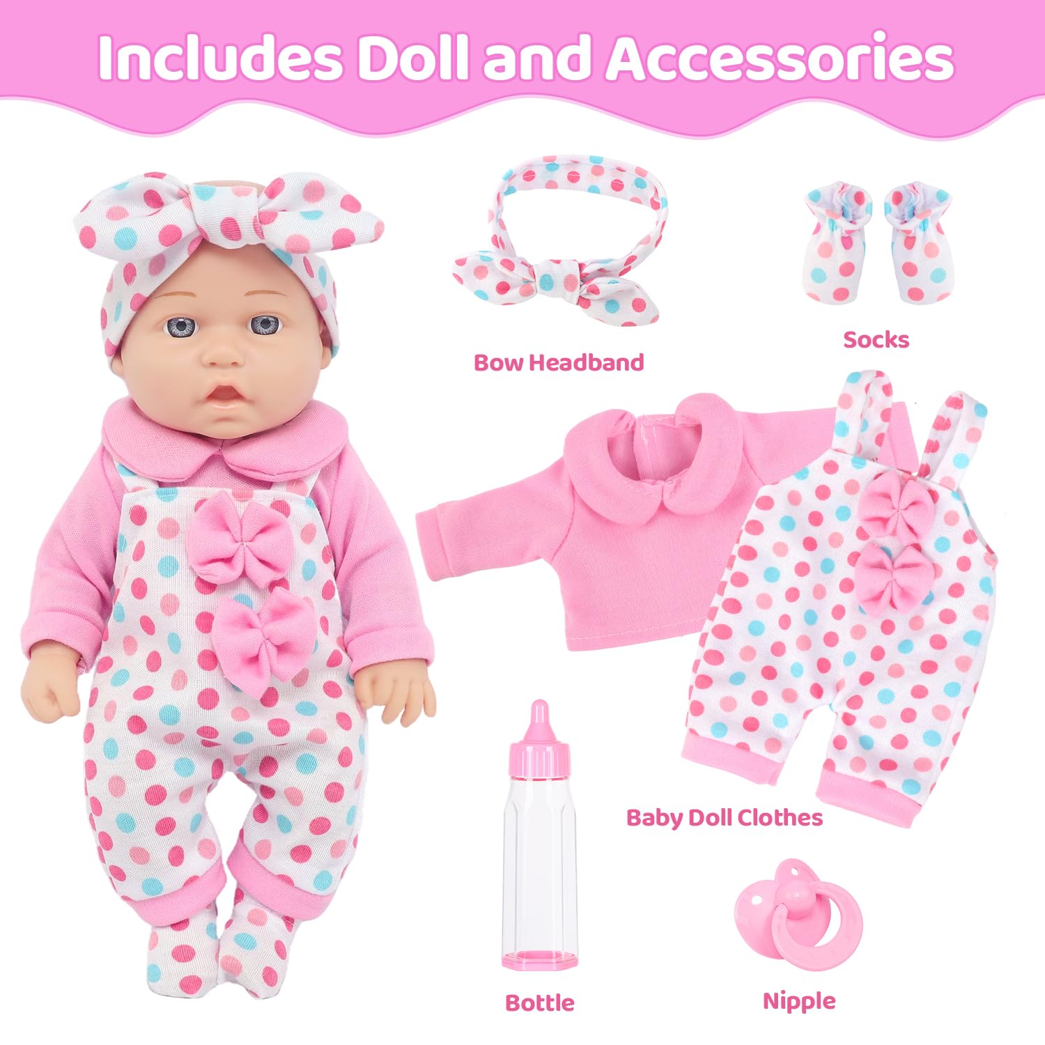 UNICORN ELEMENT Bow headband pink dot enhances story time styling.