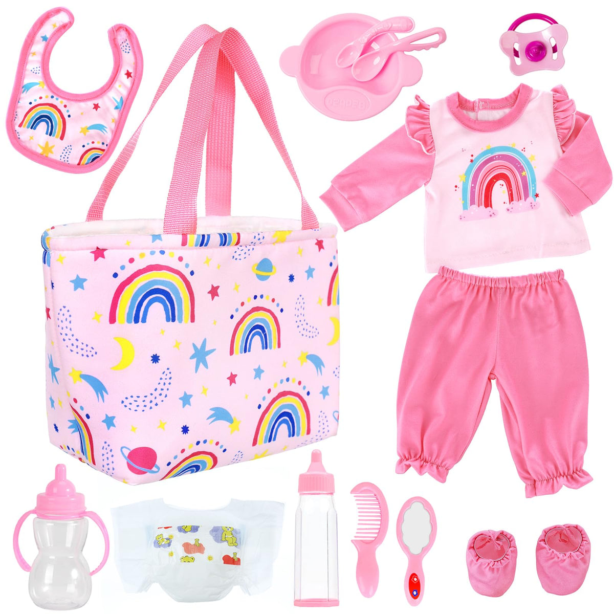 UNICORN ELEMENT diaper bag for dolls aids organized pretend play with outfits.