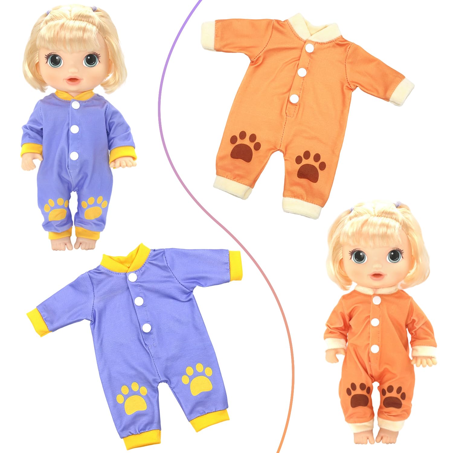 UNICORN ELEMENT doll clothes with nylon buttons for easy on and off and secure wear