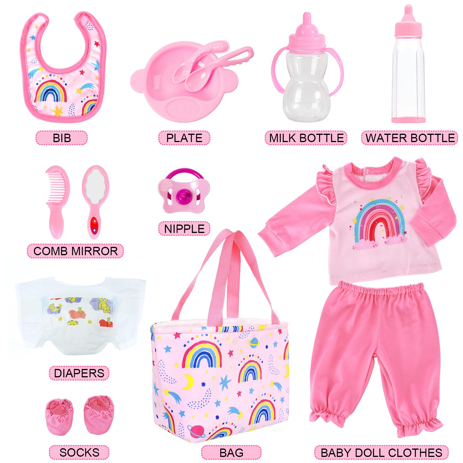 UNICORN ELEMENT doll diaper completes diaper-changing pretend play.