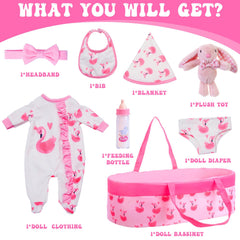 UNICORN ELEMENT flamingos doll clothes, cozy outfit for 17–22 inch dolls.