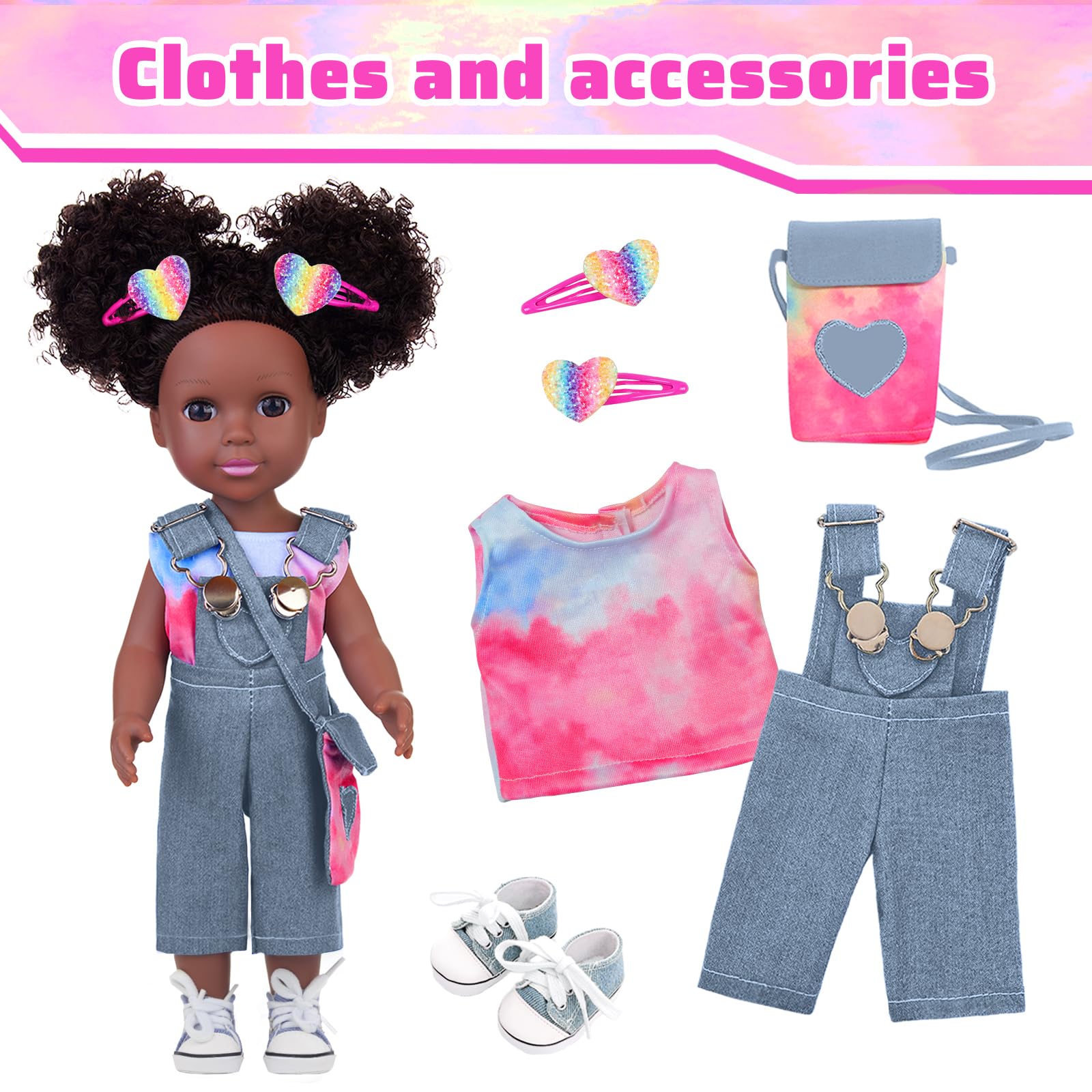 UNICORN ELEMENT Rainbow Heart Hair Clip adds color to hairstyles during playtime.